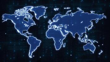 World map network connection cyberspace, hologram interface futuristic technology global digital data concept, seamless loop animation background video