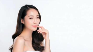 A beautiful Asian girl smiling happily, radiating joy and positivity. The image captures her genuine and cheerful expression, making it ideal for content related to happiness video
