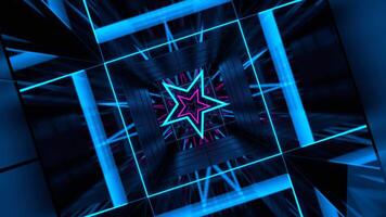 Cyan and Pink Square Rotating Tunnel with Star Strobe Light Background VJ Loop in 4K video