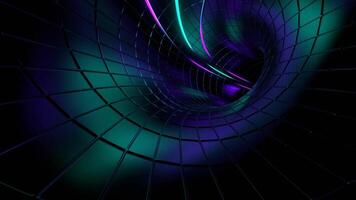 roxa e turquesa energia fluxos comovente ao longo anel túnel fundo vj ciclo dentro 4k video