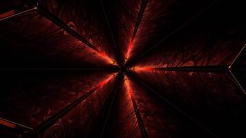 vermelho e laranja rotativo estrangeiro túnel com Estrela forma fundo vj ciclo dentro 4k video