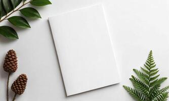 leaflet white color mockup empty blank booklet template blank paper mockup leaflet page document business clean brochure advertisement marketing promotion presentation layout open a4 fold print mockup photo