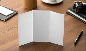Leaflet white color mockup empty blank page template clean presentation banner mockup white leaflet graphic design creative cover marketing document sheet catalog brochure white color mockup promotion photo