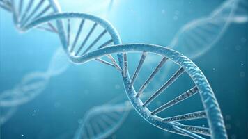 3D Rendered DNA Structure Showing Double Helix on Soft Blue Gradient Background photo