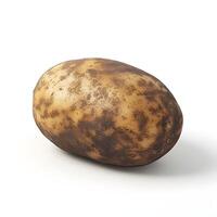 Raw Potato Isolated on White Background Closeup Food Ingredient Fresh Nutrient photo