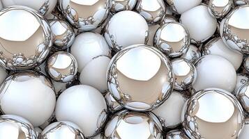 Abstract Background of Shiny White and Silver Spheres photo
