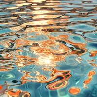 Abstract Water Reflection Teal and Orange Sunlight photo