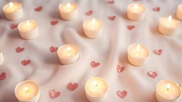Ambient luminosity, A composition of candles and affection on a gentle fabric photo
