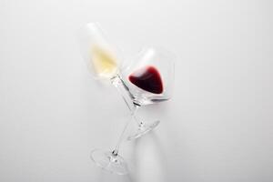 Tasting red, white wine with judging color, flavor. photo