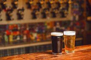 Enjoying Diverse Brews at Cozy Bar With Ample Space for Text photo