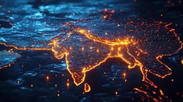 A Stunning and Glowing 3D Map of India Celebrating Indian Independence Day photo