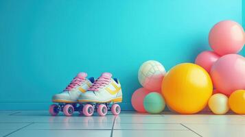 A Colorful Array of Roller Skates and Sneakers for Every Sport Enthusiast's Collection photo