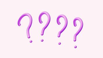 Three question marks are shown on a pink background video