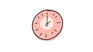 A pink clock with a black face on it video