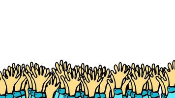 A crowd of hands raised up in the air video