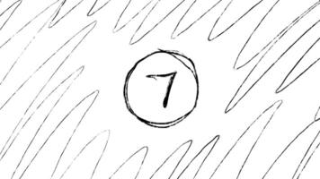A drawing of a number seven with a black and white background video