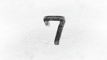 A black and white drawing of the number seven video