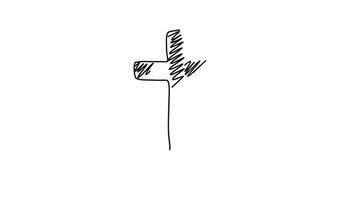 A drawing of a cross with a single line video