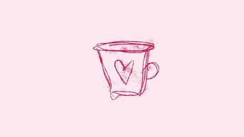 A drawing of a cup with a heart drawn on it video