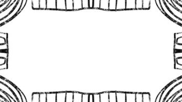 A black and white drawing of a frame with a circular design video
