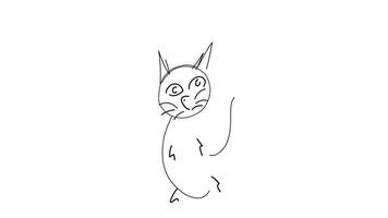 A drawing of a cat with a big head video