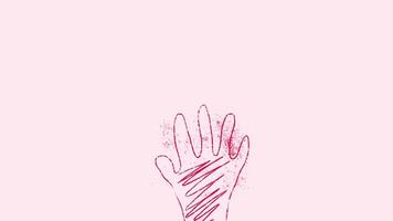 A pink hand with a red line drawn on it video