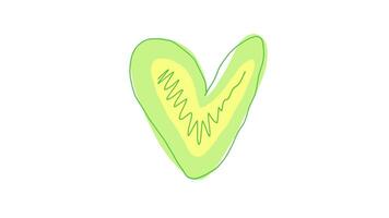 A green heart shaped object with a line drawn on it video