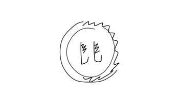 A drawing of a circle with a knife in it video