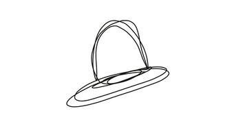 A drawing of a hat with a line drawn around it video
