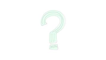 A question mark is drawn in green on a white background video