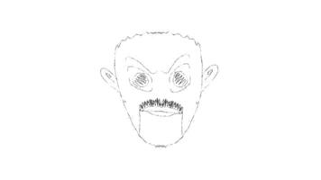 A drawing of a man with a mustache and mustache video