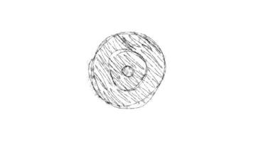 A drawing of a circular object on a white background video