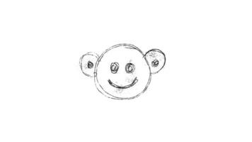 A drawing of a monkey face with a smile video