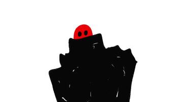 A black and red face with a red nose video