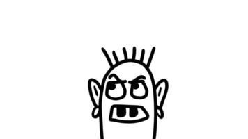 A cartoon drawing of a man with a mohawk video