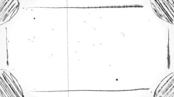 A black and white drawing of a square frame video