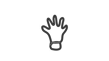 A hand with a glove on it is shown in a line drawing video