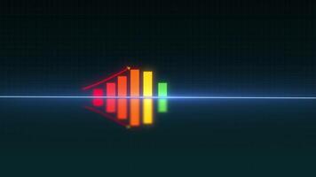Digital bar graph with growing business concept from red to green. Technological diagram with grid. Abstract background. video