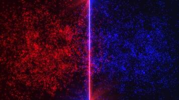 Background particles from which a glow effect. Mesmerizing bokeh effect. Flying colored particles background - hot and cold. Red and blue sparks. video