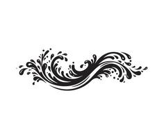 Decorative black water splash waves with fluid motion effect vector