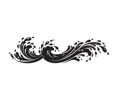 Artistic black splash wave shape with fluid movement vector