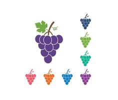 Six Different Grape Cluster Illustrations in a Flat and Minimalist Style vector
