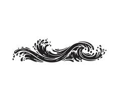 Hand-drawn abstract water wave with splash details vector