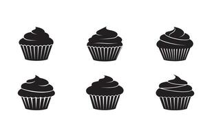 Cupcake Outline Set for Bakery Branding and Menu Designs vector