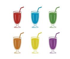 Cold Refreshing Tasty Juice and Colorful Drinks with Straws vector