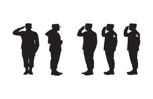 Uniformed army officials showcasing commitment and loyalty through a salute gesture vector