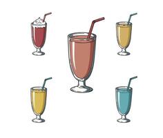 Fruity Colorful Drinks and Cold Tasty Juice with Ice vector