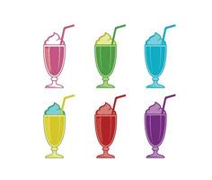 Chilled Tasty Juice and Colorful Cold Drinks with Straws vector