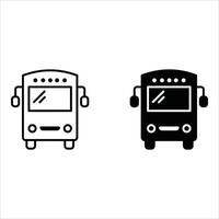bus icon, front view design template with black fill and black outline. vector