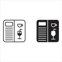 Restaurant menu icons in various styles, including outline and filled. Perfect for beverage, drinking and application designs. vector